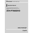 Cover page of PIONEER AVH-P7800DVD/UC Owner's Manual