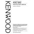Cover page of KENWOOD KAC943 Owner's Manual