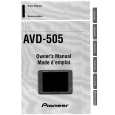 Cover page of PIONEER AVD-505 Owner's Manual
