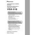 Cover page of PIONEER VSX-518-K/KUCXJ Owner's Manual