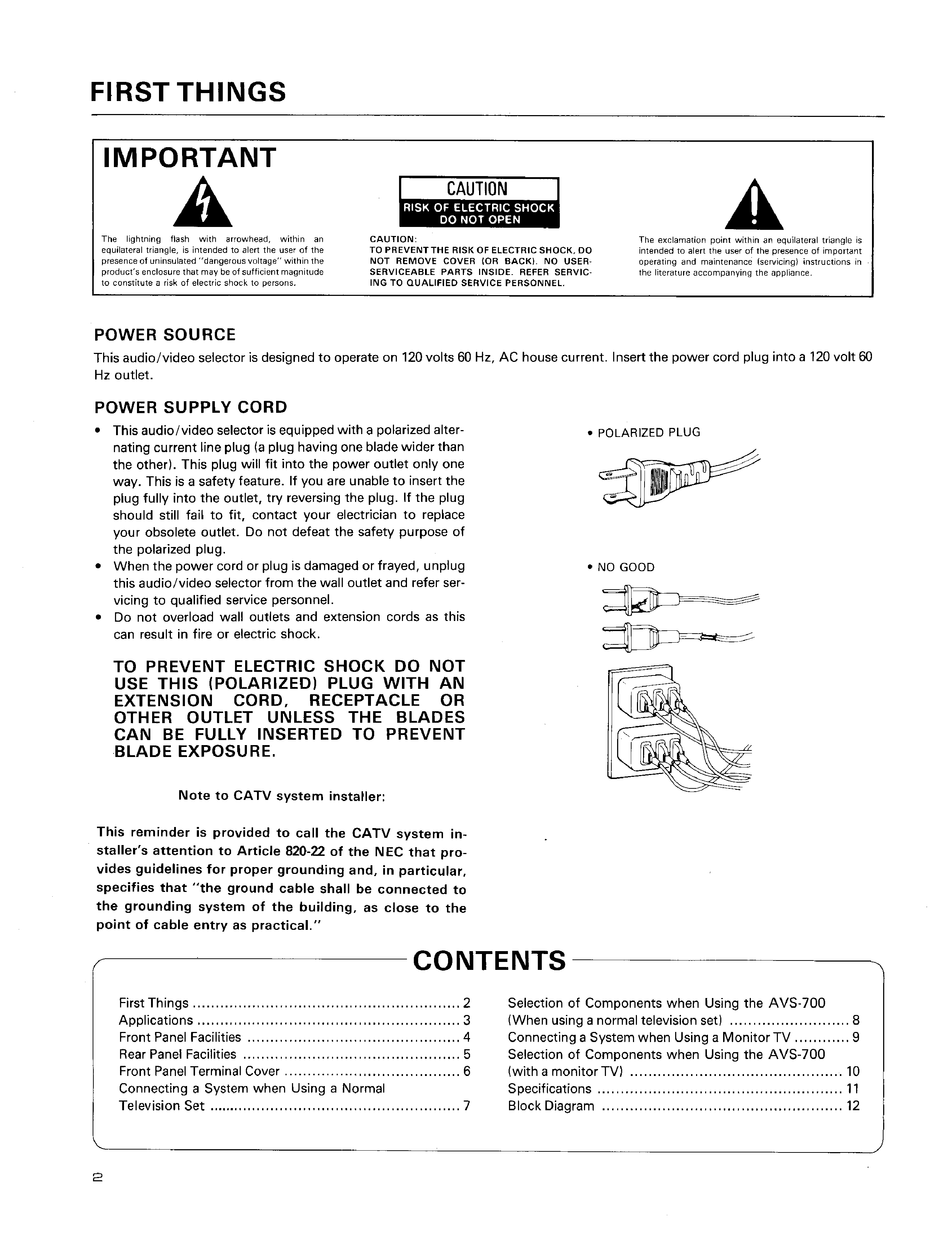 Owner's Manual for PIONEER AVS-700/KU - Download