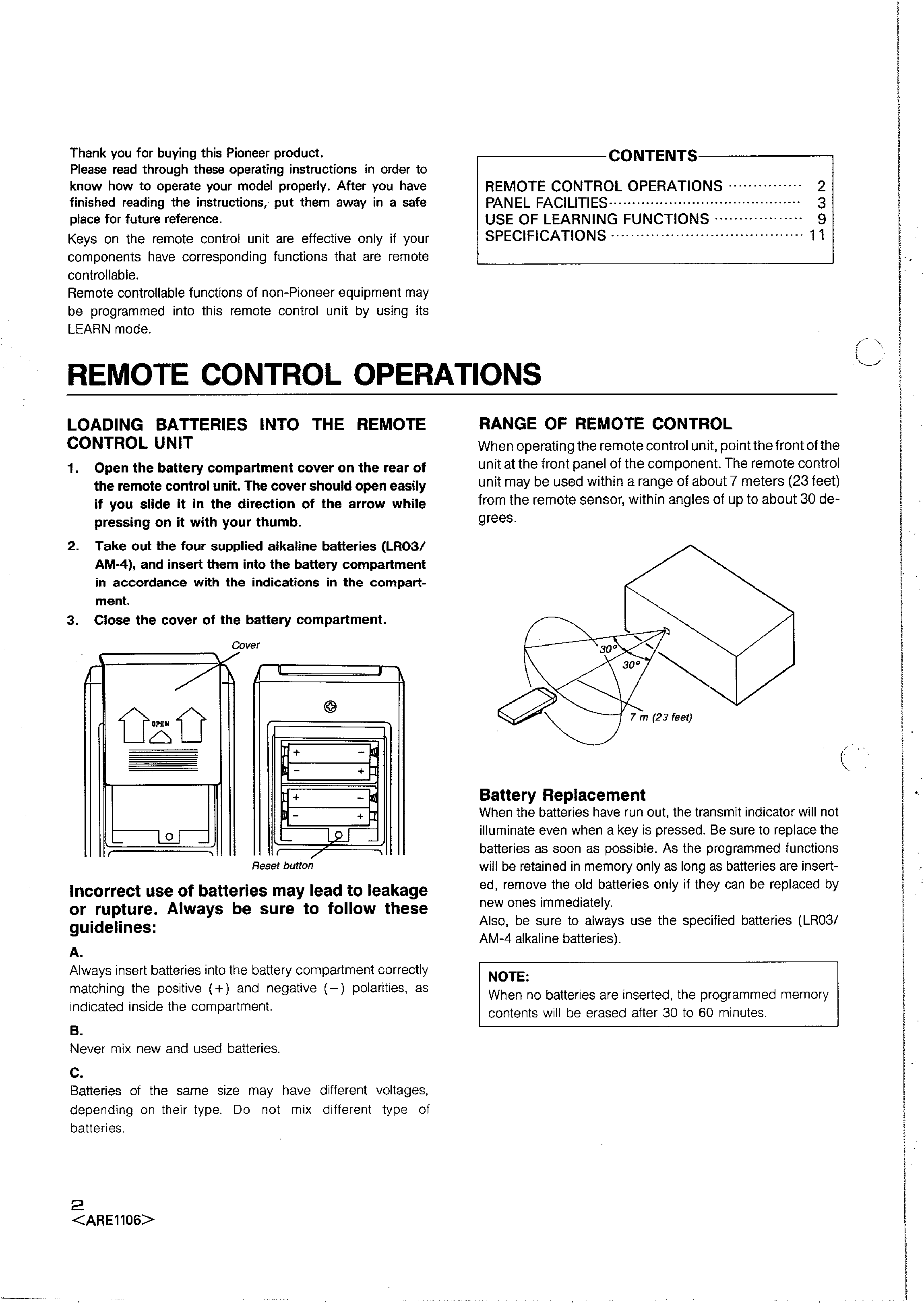 Owner's Manual for PIONEER CU-AV100a - Download